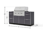 NewAge Outdoor Kitchens Outdoor Grill Island Aluminum 6-Piece Cabinet Set with 3 Drawers, Grill Cabinet, Performance Grill and Countertops - (Natural Gas) 