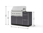 NewAge Outdoor Kitchens Outdoor Grill Island Aluminum 4-Piece Cabinet Set with 3-Drawer, Grill Cabinet, Platinum Grill and Dekton in Sirius Countertop - (Liquid Propane) 