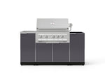 NewAge Outdoor Kitchens Outdoor Grill Island Aluminum 5-Piece Cabinet Set with Sink, 1 Door, Grill Cabinet, Platinum Grill and Stainless Steel Countertop - (Liquid Propane) 
