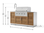 NewAge Outdoor Kitchens Outdoor Grill Island Stainless-Steel Louvered Doors 5-Piece Cabinet Set with Sink, 1 Door, Grill Cabinet, Performance Grill and Stainless Steel Countertop - (Liquid Propane) 