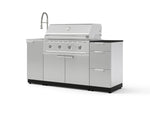 NewAge Outdoor Kitchens Outdoor Grill Island Stainless-Steel 5-Piece Cabinet Set with Sink, 3 Drawer, Grill Cabinet, Performance Grill and Stainless Steel Countertop - (Natural Gas) | Garage Giant 