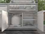 NewAge Outdoor Kitchens Stainless Steel 4-Piece Cabinet Set with 3-Drawer, Bar, Grill Cabinet, and Glass Door Fridge-71415-Garage Giant 