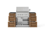 NewAge Outdoor Kitchens Outdoor Grill Island Stainless-Steel Louvered Doors 6-Piece Cabinet Set with 3 Drawers, Grill Cabinet, Platinum Grill and Dekton in Sirius Countertops - (Liquid Propane) 