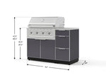 NewAge Outdoor Kitchens Outdoor Grill Island Aluminum 4-Piece Cabinet Set with 3-Drawer, Grill Cabinet, Performance Grill and Countertop 