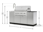 NewAge Outdoor Kitchens Outdoor Grill Island Stainless-Steel 5-Piece Cabinet Set with Sink, 1 Door, Grill Cabinet, Platinum Grill and Stainless Steel Countertop - (Liquid Propane) 