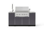NewAge Outdoor Kitchens Outdoor Grill Island Aluminum 5-Piece Cabinet Set with Sink, 1 Door, Grill Cabinet, Platinum Grill and Stainless Steel Countertop-75304-Garage Giant 