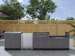 NewAge Outdoor Kitchens Aluminum 4-Piece Cabinet Set with Sink, Bar, Grill Cabinet and Fridge-66309-Garage Giant 