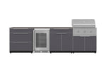 NewAge Outdoor Kitchens Aluminum 7-Piece Cabinet Set with 3-Drawer, Bar, Grill Cabinet, Performance Grill, Countertops and Fridge-71910-Garage Giant 