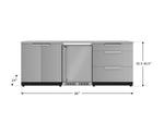 NewAge Outdoor Kitchens Stainless Steel 5-Piece Cabinet Set with 3-Drawer, 2-Door Cabinet, Countertops and Fridge-67582-Garage Giant 