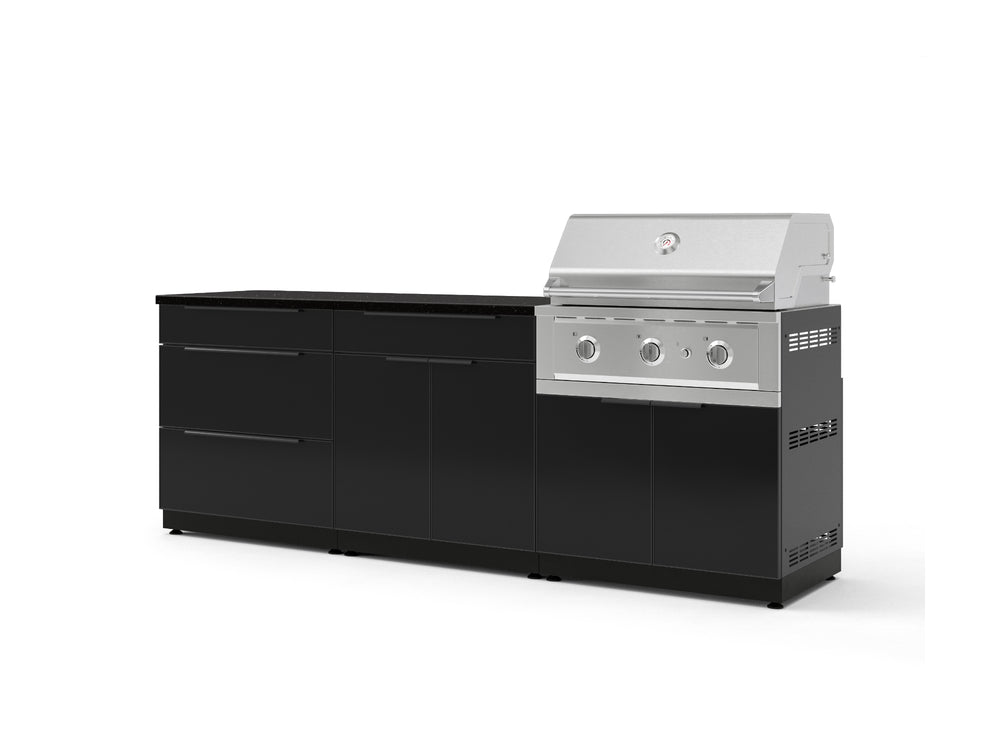 NewAge Outdoor Kitchens Aluminum 5-Piece Cabinet Set With 3 Drawer, Bar, Grill Cabinet, Performance Grill and Countertop-73303-Garage Giant