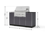 NewAge Outdoor Kitchens Outdoor Grill Island Aluminum 5-Piece Cabinet Set with Sink, 1 Door, Grill Cabinet, Platinum Grill and Stainless Steel Countertop - (Natural Gas) 