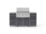 NewAge Outdoor Kitchens Outdoor Grill Island Aluminum 6-Piece Cabinet Set with Casters 3 Drawers, Grill Cabinet, Performance Grill, Countertops 