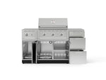 NewAge Outdoor Kitchens Outdoor Grill Island Stainless-Steel 6-Piece Cabinet Set with 3-Drawer, Grill Cabinet, Performance Grill, Side Burner and Countertop-74581-Garage Giant 