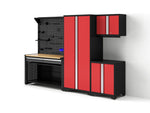 NewAge Garage Cabinets Pro Series 5-Piece Cabinet Set with Base, Wall Cabinet, Locker, 62 in. Workstation, and Pegboard Accessories Kit-32668-Garage Giant 