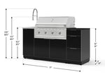 NewAge Outdoor Kitchens Outdoor Grill Island Aluminum 5-Piece Cabinet Set with Sink, 3 Drawer, Grill Cabinet, Performance Grill and Stainless Steel Countertop - (Natural Gas) 