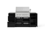 NewAge Outdoor Kitchens Outdoor Grill Island Aluminum 6-Piece Cabinet Set with 1 Door, 3 Drawer, Grill Cabinet, Platinum Grill and Countertops 