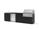 NewAge Outdoor Kitchens Stainless Steel 6-Piece Cabinet Set with Sink, Bar, Grill Cabinet, Platinum Grill, Countertop and Stainless Steel Door Fridge-73741-Garage Giant 