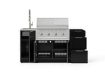 NewAge Outdoor Kitchens Outdoor Grill Island Aluminum 5-Piece Cabinet Set with Sink, 3 Drawer, Grill Cabinet, Performance Grill and Stainless Steel Countertop - (Natural Gas) 