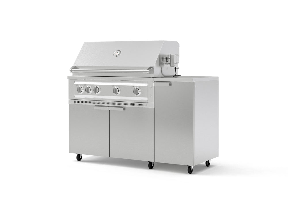 NewAge Outdoor Kitchens Outdoor Grill Island Stainless-Steel 4-Piece Cabinet Set with Casters and 1 Door, Grill Cabinet, Platinum Grill, Countertop-74829-Garage Giant