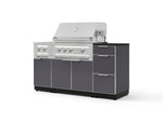NewAge Outdoor Kitchens Outdoor Grill Island Aluminum 6-Piece Cabinet Set with 3-Drawer, Grill Cabinet, Platinum Grill, Dual Side Burner and Dekton in Sirius Countertop - (Liquid Propane) | Garage Giant 