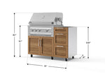 NewAge Outdoor Kitchens Outdoor Grill Island Stainless-Steel Louvered Doors 3-Piece Cabinet Set with Casters and 3-Drawer, Grill Cabinet and Platinum Grill - (Liquid Propane) 