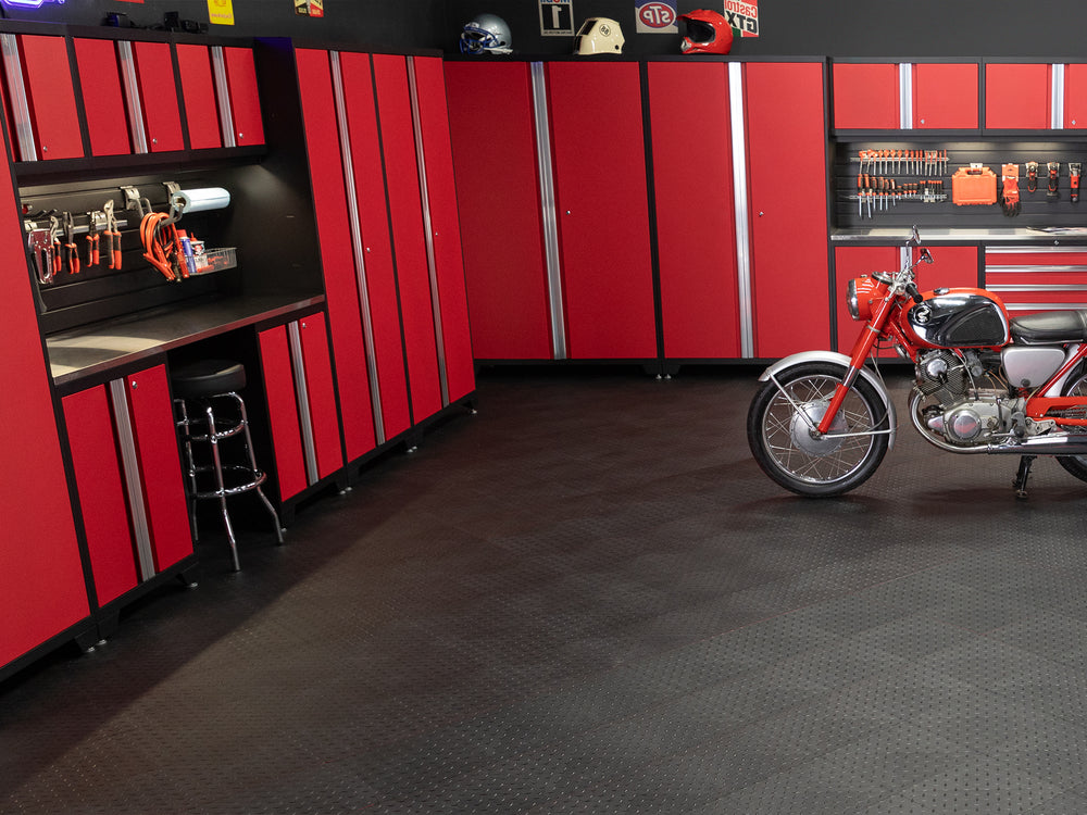 NewAge Garage Flooring Diamond Pattern Polypropylene Garage Flooring Tiles 400 sq. ft. Flooring Bundle - Black-12560-Garage Giant