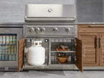 NewAge Outdoor Kitchens Stainless Steel 6-Piece Cabinet Set with Sink, Bar, Grill Cabinet, Platinum Grill, Countertop and Fridge-72112-Garage Giant 