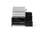 NewAge Outdoor Kitchens Outdoor Grill Island Aluminum 4-Piece Cabinet Set with Casters and 3-Drawer, Grill Cabinet, Platinum Grill and Dekton in Sirius Countertop - (Liquid Propane) 