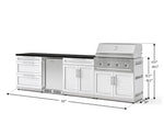 NewAge Outdoor Kitchens Stainless Steel 7-Piece Cabinet Set with 3-Drawer, Bar, Grill Cabinet, Performance Grill, Countertops, and Stainless Steel Door Fridge-73615-Garage Giant 