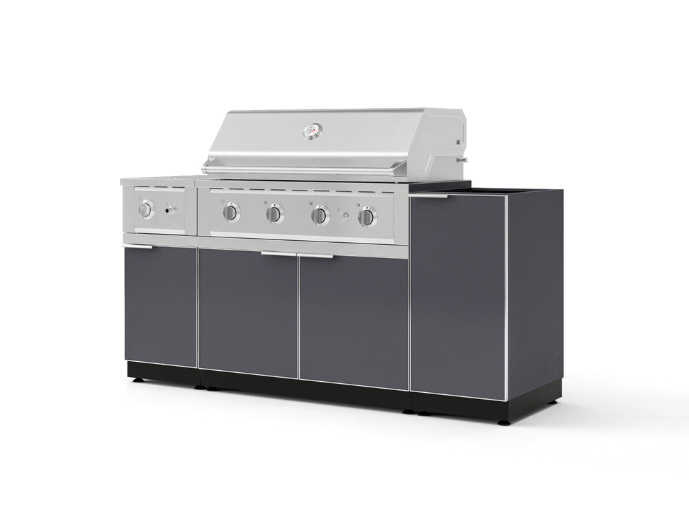 NewAge Outdoor Kitchens Outdoor Grill Island Aluminum 6-Piece Cabinet Set with 1-Door, Grill Cabinet, Performance Grill, Side Burner and Countertop - (Liquid Propane) | Garage Giant
