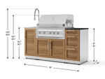 NewAge Outdoor Kitchens Outdoor Grill Island Stainless-Steel Louvered 5-Piece Cabinet Set with Sink, 3 Drawer, Grill Cabinet, Platinum Grill and Stainless Steel Countertop - (Natural Gas) 