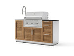 NewAge Outdoor Kitchens Outdoor Grill Island Stainless-Steel Louvered Doors 5-Piece Cabinet Set with Sink, 3 Drawer, Grill Cabinet, Performance Grill and Stainless Steel Countertop - (Natural Gas) | Garage Giant 