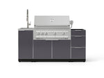 NewAge Outdoor Kitchens Outdoor Grill Island Aluminum 5-Piece Cabinet Set with Sink, 3 Drawer, Grill Cabinet, Platinum Grill and Stainless Steel Countertop - (Liquid Propane) 