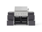 NewAge Outdoor Kitchens Outdoor Grill Island Aluminum 6-Piece Cabinet Set with Casters 3 Drawers, Grill Cabinet, Platinum Grill, Countertops-74930-Garage Giant 