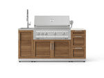 NewAge Outdoor Kitchens Outdoor Grill Island Stainless-Steel Louvered 5-Piece Cabinet Set with Sink, 3 Drawer, Grill Cabinet, Platinum Grill and Stainless Steel Countertop - (Natural Gas) 