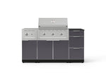 NewAge Outdoor Kitchens Outdoor Grill Island Aluminum 6-Piece Cabinet Set with 3-Drawer, Grill Cabinet, Performance Grill, Side Burner and Countertop - (Natural Gas) 