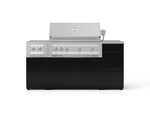 NewAge Outdoor Kitchens Outdoor Grill Island Aluminum 6-Piece Cabinet Set with 3-Drawer, Grill Cabinet, Platinum Grill, Dual Side Burner and Countertop 
