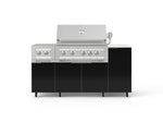 NewAge Outdoor Kitchens Outdoor Grill Island Aluminum 6-Piece Cabinet Set with Casters and 1-Door, Grill Cabinet, Platinum Grill, Dual Side Burner and Dekton in Aeris Countertop - (Liquid Propane) 