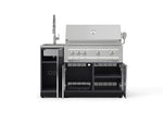 NewAge Outdoor Kitchens Outdoor Grill Island Aluminum 3-Piece Cabinet Set with Sink, Grill Cabinet and Platinum Grill-75266-Garage Giant 