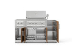NewAge Outdoor Kitchens Outdoor Grill Island Stainless-Steel Louvered Doors 5-Piece Cabinet Set with 1-Door, Grill Cabinet, Dual Side Burner and Platinum Grill - (Natural Gas) 
