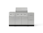 NewAge Outdoor Kitchens Outdoor Grill Island Stainless-Steel 6-Piece Cabinet Set with 3-Drawer, Grill Cabinet, Performance Grill, Side Burner and Dekton in Aeris Countertop - (Liquid Propane) 
