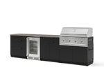 NewAge Outdoor Kitchens Stainless Steel 7-Piece Cabinet Set with 3-Drawer, Bar, Grill Cabinet, Performance Grill, Countertops, and Glass Door Fridge-73676-Garage Giant 