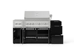 NewAge Outdoor Kitchens Outdoor Grill Island Aluminum 5-Piece Cabinet Set with 3-Drawer, Grill Cabinet, Dual Side Burner and Platinum Grill - (Liquid Propane) 