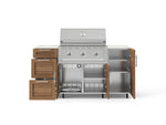 NewAge Outdoor Kitchens Outdoor Grill Island Stainless-Steel Louvered Doors 6-Piece Cabinet Set with Casters 1 Door, 3 Drawer, Grill Cabinet, Performance Grill and Dekton in Aeris Countertops - (Liquid Propane) 