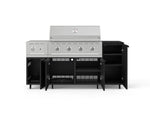 NewAge Outdoor Kitchens Outdoor Grill Island Stainless-Steel 6-Piece Cabinet Set with Casters and 1-Door, Grill Cabinet, Performance Grill, Side Burner and Dekton in Sirius Countertop - (Liquid Propane) 
