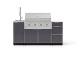 NewAge Outdoor Kitchens Outdoor Grill Island Aluminum 5-Piece Cabinet Set with Sink, 3 Drawer, Grill Cabinet, Performance Grill and Stainless Steel Countertop - (Liquid Propane) 