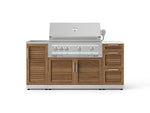NewAge Outdoor Kitchens Outdoor Grill Island Stainless-Steel Louvered 5-Piece Cabinet Set with Sink, 3 Drawer, Grill Cabinet, Platinum Grill and Stainless Steel Countertop - (Natural Gas) 
