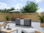 NewAge Outdoor Kitchens Aluminum 5-Piece Cabinet Set with 3-Drawer, 2-Door Cabinet, Countertops and Fridge-67578-Garage Giant 
