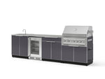 NewAge Outdoor Kitchens Aluminum 6-Piece Cabinet Set with Sink, Bar, Grill Cabinet, Platinum Grill, Countertop and Fridge-66332-Garage Giant 