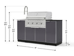 NewAge Outdoor Kitchens Outdoor Grill Island Aluminum 5-Piece Cabinet Set with Sink, 1 Door, Grill Cabinet, Performance Grill and Stainless Steel Countertop - (Natural Gas) 